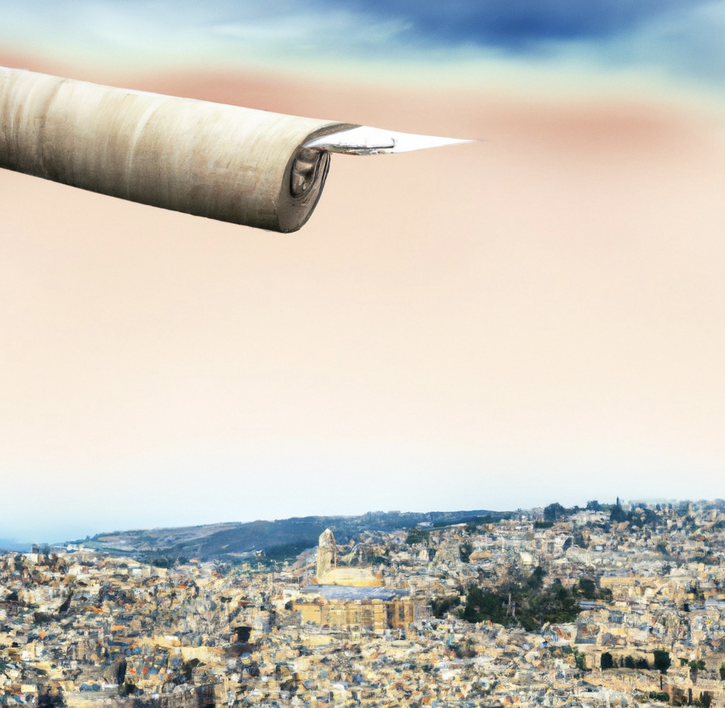 Sacharja -- Fliegende Schriftrolle über Jerusalem
